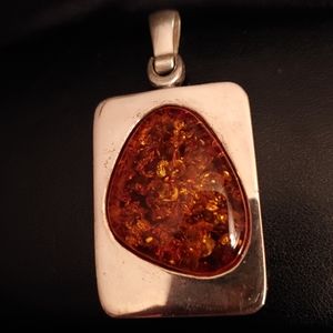 Sterling Silver and amber pendant